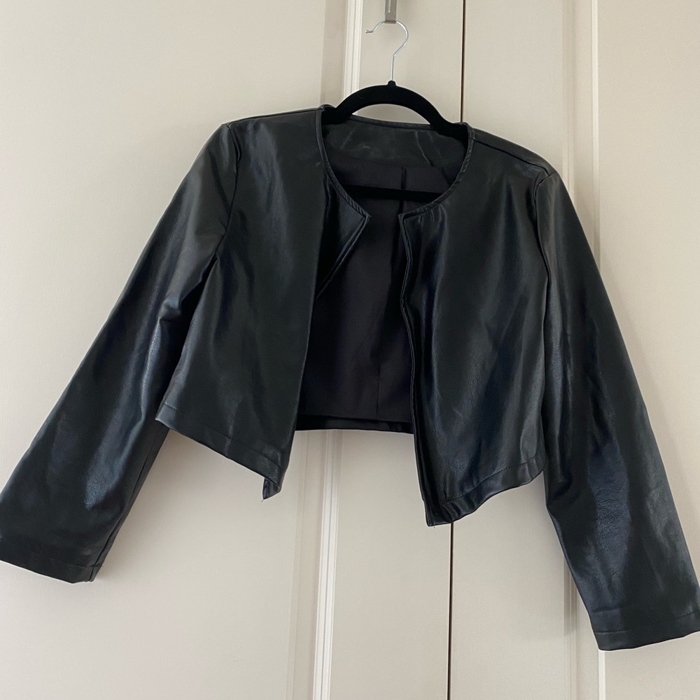 Faux Leather Cropped Jacket